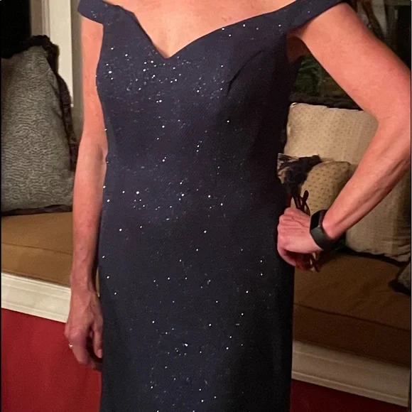 Jovani Stretch Glitter Off the Shoulder Formal Dress - Picture 16 of 16